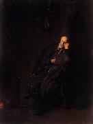 REMBRANDT Harmenszoon van Rijn, An old man asleep at the Hearth (mk33)